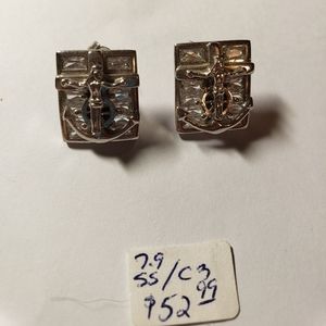 Sterling silver earrings with anchor and cross